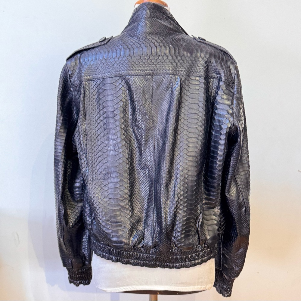 Black Snakeskin Leather Jacket - Picture 3 of 10